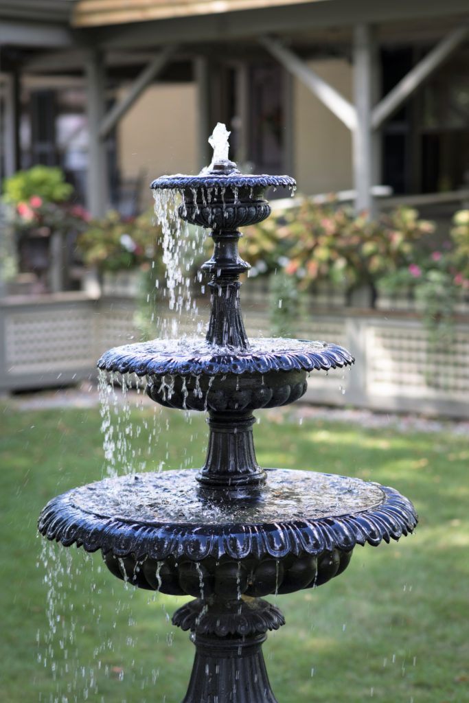 One of the fountains at The Norwich Inn, a Hanover NH hotel.