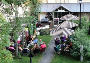 Photo of People Dining at Norwich Inn After a Day of Mountain Biking in Vermont.