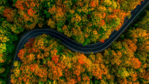 Aerial View of Southcentral Vermont in the Fall.