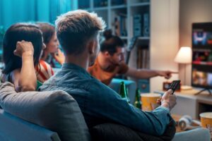 A group of friends enjoying New England Movies.