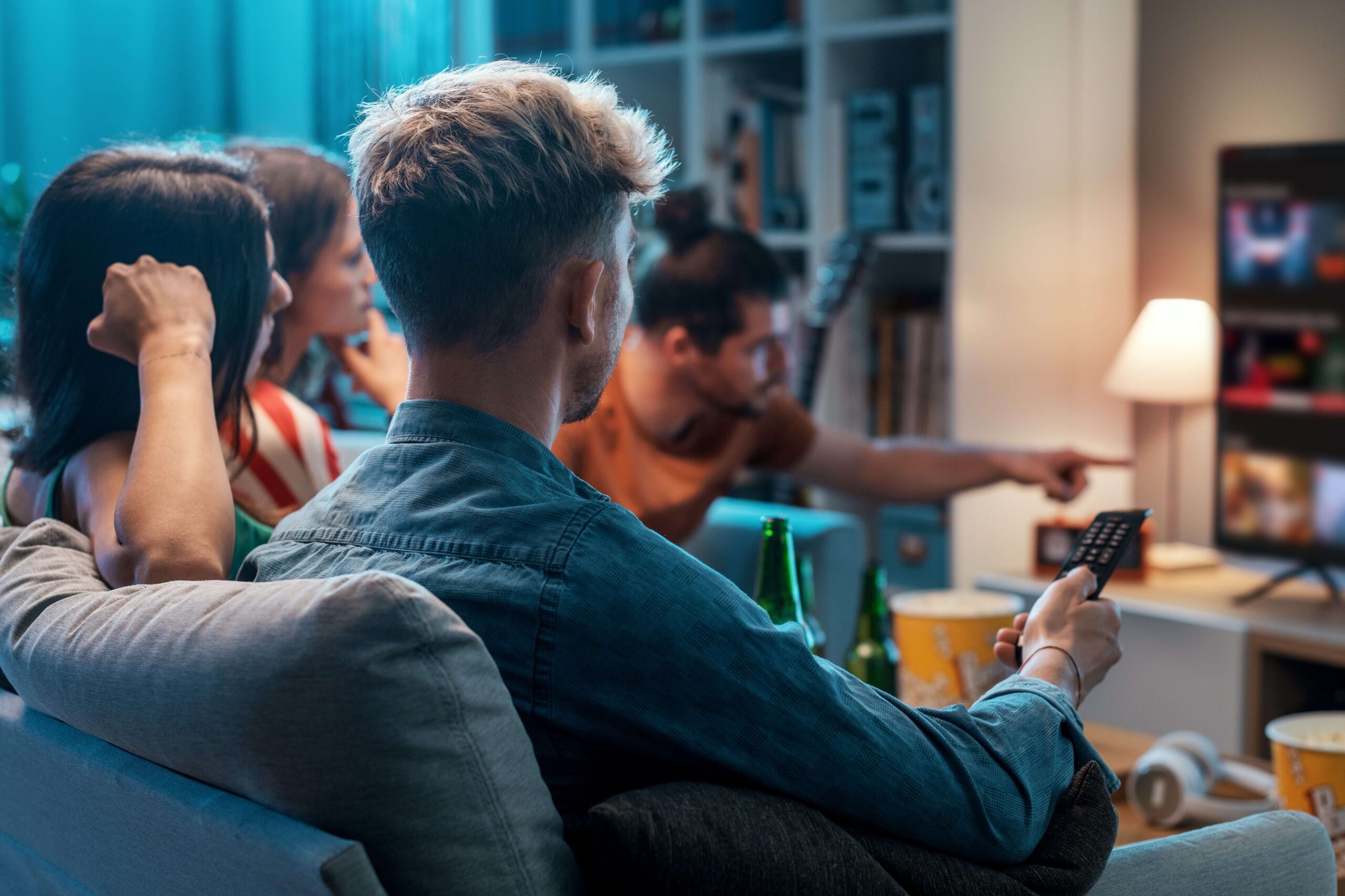 A group of friends enjoying New England Movies.